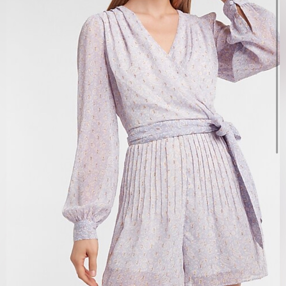 Express Metallic Tie Waist Romper